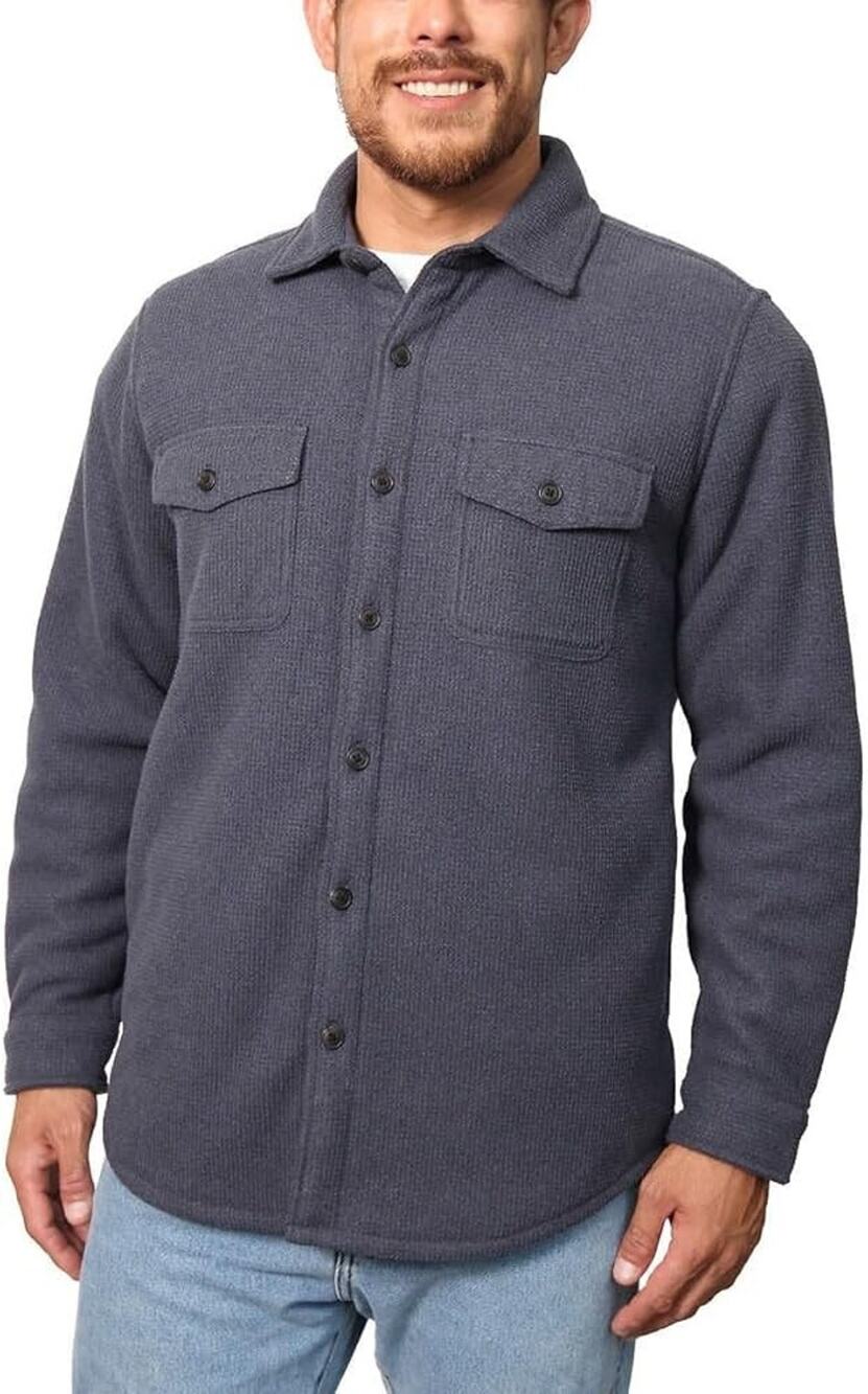 Freedom Foundry Men's Fleece Lined Flannel Shirt Jacket Navy Blue 3XL New!!